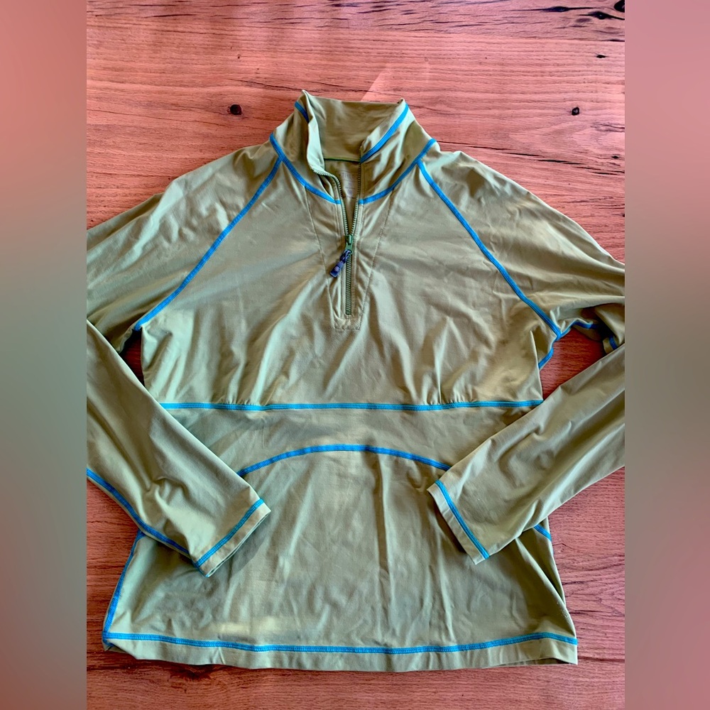 Athleta 1/4 Zip Long Sleeve Green Blue Top Polyester Women’s XL Preloved